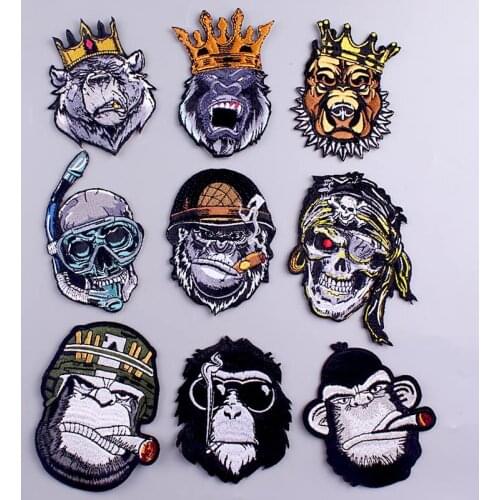 Punk gorilla embroidery cloth stickers computer embroidery clothing accessories decorative patch stickers personality fashion