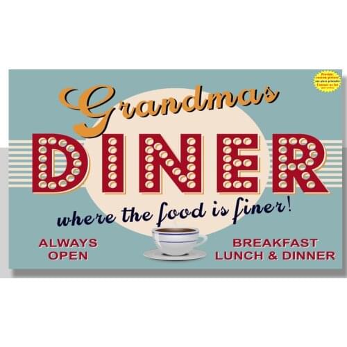 Grandmas Diner Poster Metal Tin Signs Retro Plate Kitchen Wall Decor