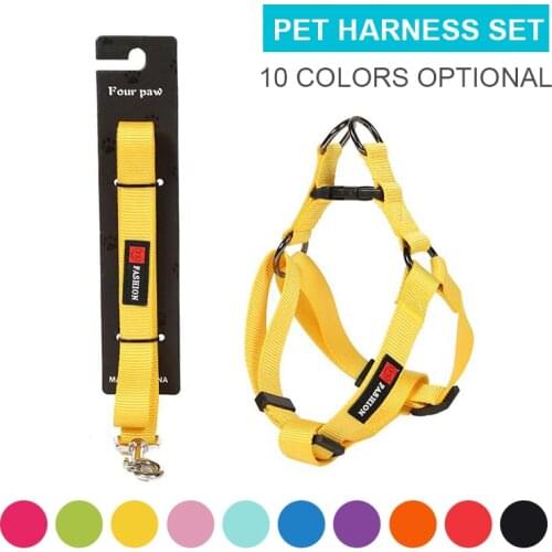 Dog Harness Leash Suit Nylon Solid Adjustable Comfortable Durable Dog Vests For Pets Walking Runing Metal Accessory Pet Supplies