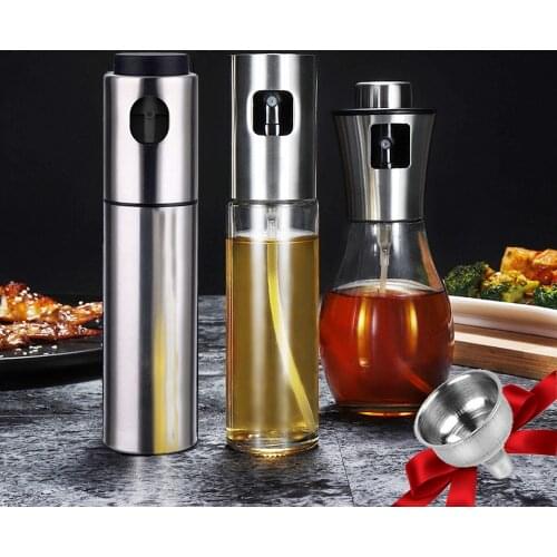 Olive Oil Spray Bottle Soy Sauce Dispenser, Advanced Stainless Steel Glass Sprayer, for BBQ/Cooking/Seasoning Kitchen, 100/200ML