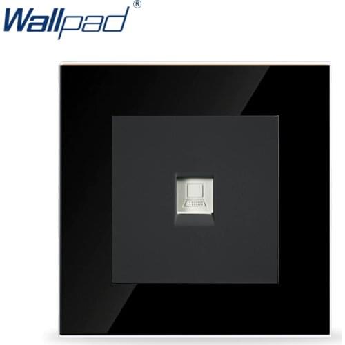 Wallpad Data Socket Black Crystal Glass Switch 86*86mm Computer Internet RJ45 Data Socket Jack, Free Shipping