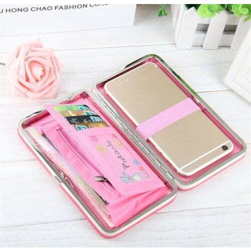 Sakura Pink Long Purse Card Holder Wallet Handbag PouchBows Wallets Money Bags Women Cellphone Pocket Gifts