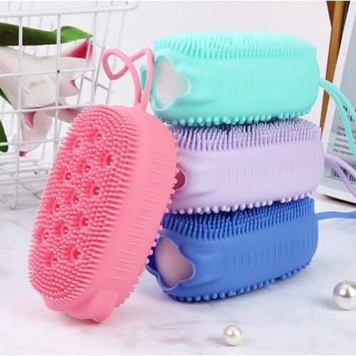 Silicone Bath Brush Shower Bubble Scrub Bathroom Cleaning Massage Brush For Scrubbing Body Massage Spa Brush Baby Shower Brush