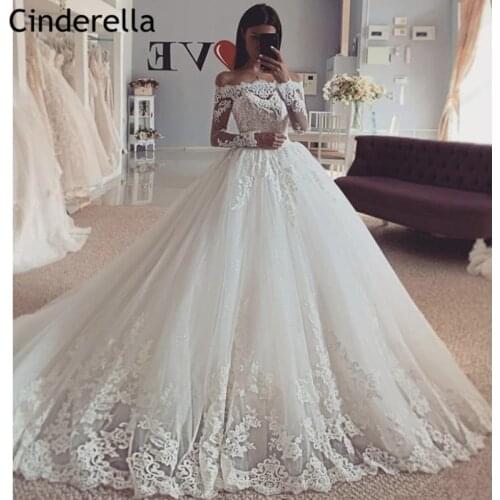 Long Sleeves Wedding Dresses Boat Neck A-Line Floor Length Lace Applique Wedding Dresses With Lace Up Back vestido de noiva