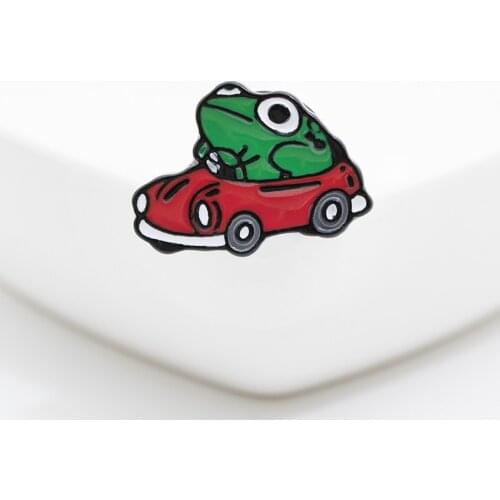Creative Pin Cute Cartoon Car Frog Brooch Badge Personality Backpack School Bag Accessories Fashion Clothing Accessories Gift