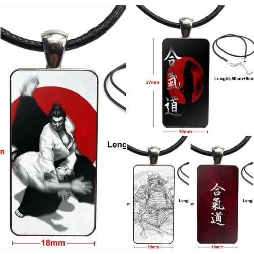 Japan Aikido Judo Glass Pendant Necklace Handmade Half Pendant Rectangle Necklace For Girls Wholesale
