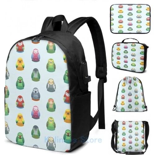 Funny Graphic print Parrot Nesting Doll Pattern USB Charge Backpack men School bags Women bag Travel laptop bag