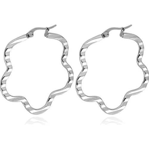 AsJerlya Hot Sale Big Circle 316L Stainless Steel Woman Hoop Earrings Set For Women Nickel Free Hoops Party Brincos Aros 1 Pair