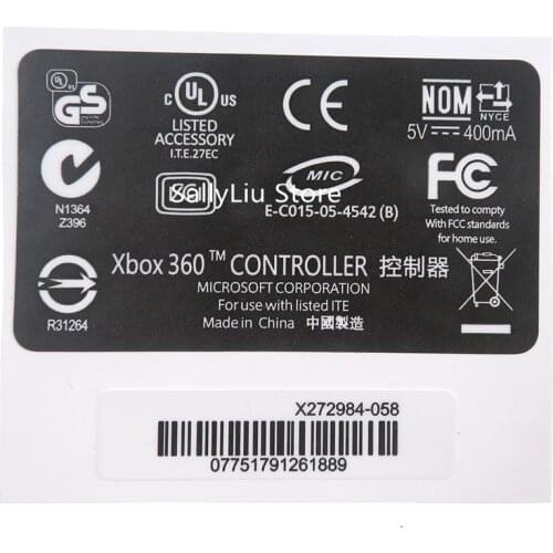 10sets/lot For Xbox360 xbox 360 Wire Controller Back Lable Serial Sticker Laser stickers Label Seals