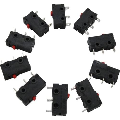 10Pcs 5A 125 250V AC SPDT 1NO 1NC Snap Action Button Type 3 Pins Mini Micro Limit Switch KW11-3Z01