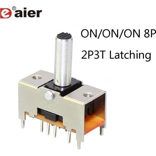 10PCS ON/ON/ON 2P3T 8PIN Micro Slide Switch Double Pole 50mA 3 Position Metal Toggke Switches With 15mm Aluminum Actuator