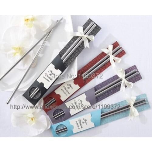 1000Pairs East Meets West Stainless steel chopsticks Chinese style wedding Wedding Function favors gifts DHL FEDEX Free shipping