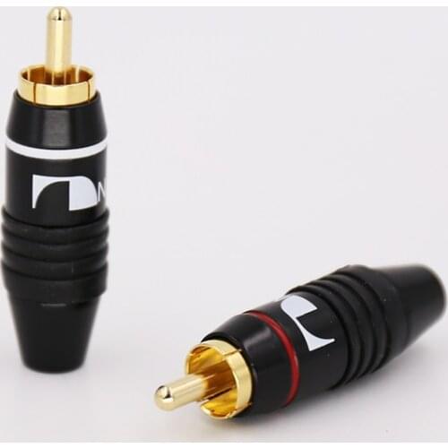 10pcsx High Quality nakamichi Gold RCA Male Plug Jack Audio Cable Solder Connector Black
