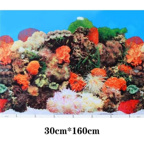 3D Aquarium Landsacpe Poster 30×160cm Fish Tank Background Painting Sticker Double-sided Ocean Plants HD Aquarium Decorations