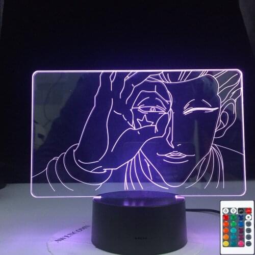 3D Lamp Hisoka Face Led Color Changing Atmosphere for Kids Bedroom Decor Light Child Night Light Anime Hunter X Hunter Gift