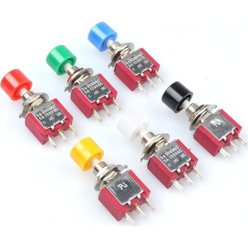 5pcs 3Pin C-NO-NC 6mm Mini Momentary Automatic Return Push Button Switch 2A 250VAC/5A 120VAC Toggle Switches DS-612 MTS-10