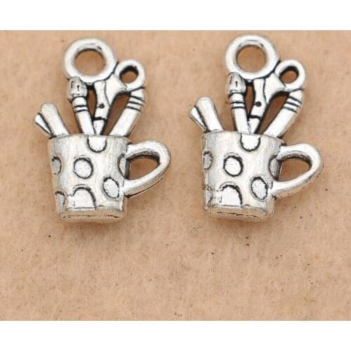 5pcs Vintage Antique Silver Plated Cups Teeth Charms Beads Pendants For Jewelry Making Diy Handmade 19x13mm