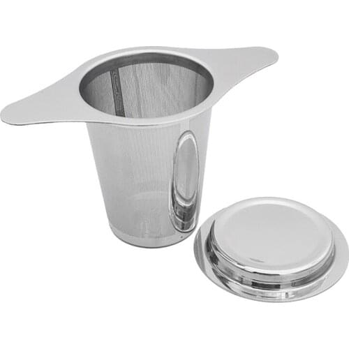 Premium Tea Strainer with Lid and Double Handle, Stainless Steel Tea Filter for Cup / Teapot / Pots / Tea Bowls