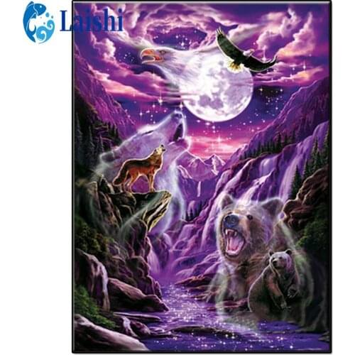 DIY Fantasy forest animal scenery Round Drill Diamond Painting Cross Stitch 3D Diamond Art Embroidery Diamond Mosaic Decor Gift