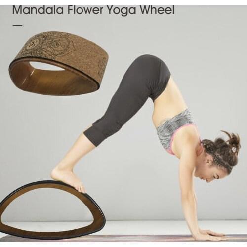 Yoga Wheel Bent Back Stretch Natural Cork Yoga Wheel Cork Solid Fitness Wheel Pilates Ring Sturdy Wheel Yoga Training