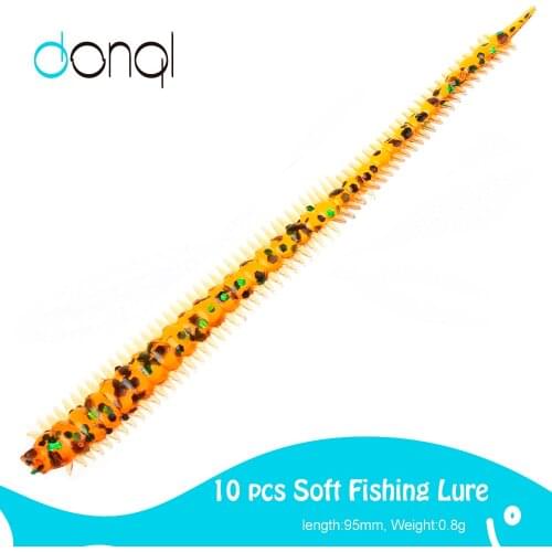 DONQL 10PCS Silicone Fishing Lures Shrimp Smell Minnow Swimbait Baits Artificial Long Tail Wobblers Lure 95mm 0.8g Slim Bait