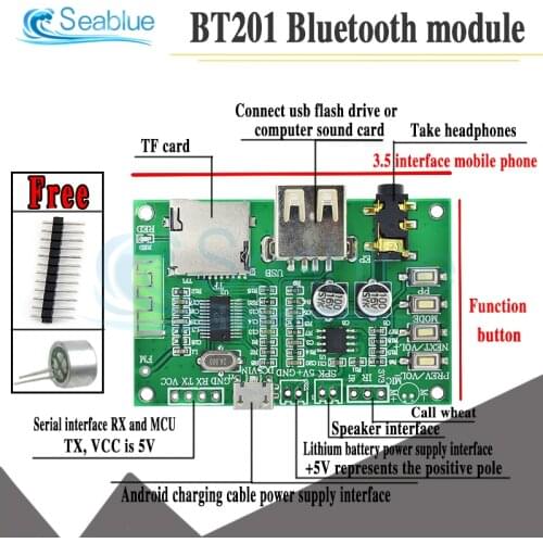 BT201 Dual Mode 5.0 Bluetooth Lossless Audio Power Amplifier Board Module TF Card U Disk Ble Spp Serial Port Transparent Trans