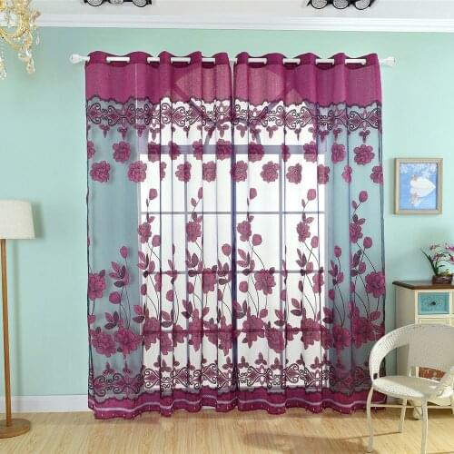 Elegant luxury high-end flower pattern curtain with beaded tulle partition room wall decoration 2 pieces 100 * 250 cm 39"*98"