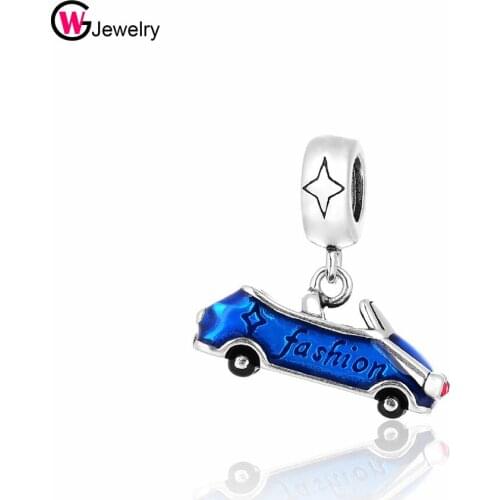 GW 925 Silver Enamel Beads Car Charms Pendants Sports Roadster Charm For Bracelet Diy Jewelry Making Fashion Man Women Jewelry