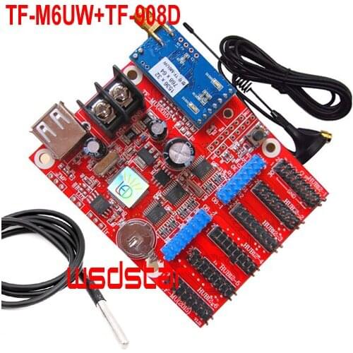 TF-M6UW+TF-908D Temperature sensor USB & WIFI LED controller card 1536*32 768*64 pixel Single & Dual color LED modules