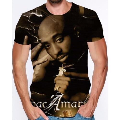 Popular Rapper 2pac Tupac T Shirts 3D Print Hip Hop Streetwear T-shirt Men Women Summer Casual Cotton Tee Pullovers