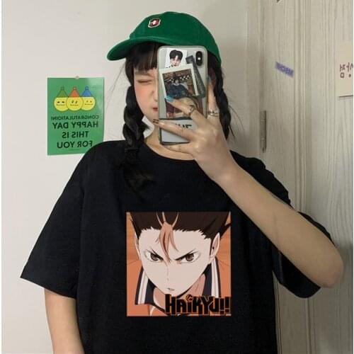 Japanese Anime Volleyball Boy Print Womens T-shirt Harajuku Streetwear Casual Clothes Short Sleeve O-neck Tees Femme Top Summer