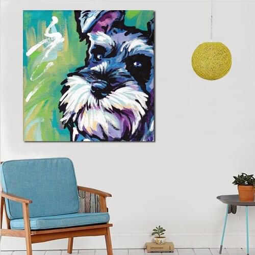 JQHYART Oil Painting Wall Painting Dog Pop Art Bright Colors Picture On Canvas Living Room Modern No Frame