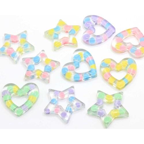 Kawaii Heart Star Flatback Resin Cabochon For Phone Deco Hair Bow Diy Scrapbook Embellishment