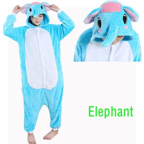 Cosplay Costume Winter Flannel Elephant Cartoon Animal Pajamas Hooded Onesies for Adults Underwear Lounge Women Onesie Plus Size