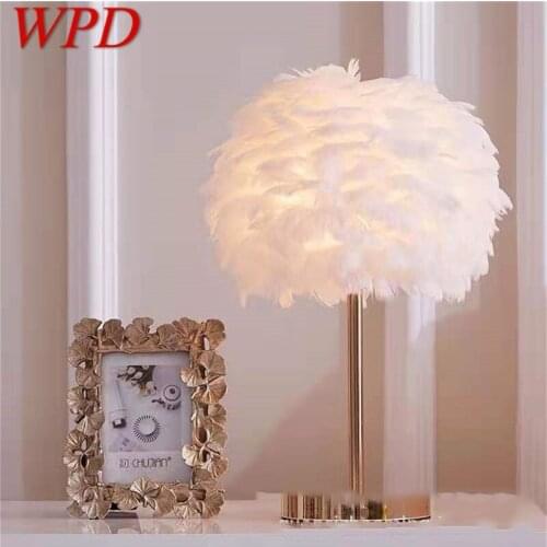 WPD Creative Table Lamps Feather Desk Light Contemporary for Living Room Bed Room Decoration