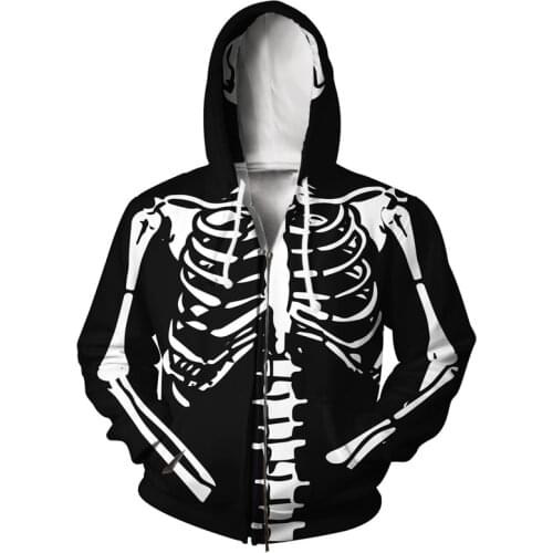 YX GIRL Drop Shipping Skeleton Zip-Up Hoodie Jacket Mens/women Hoody Sweatshirt EUR Size XS-5XL Pullover Tops Hip