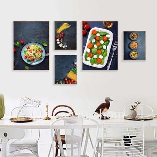 Instant Noodles with Herbs Vegetables and Meat Pasta Posters Prints Food Picture for Kitchen Room Wall Art Painting Canvas Print
