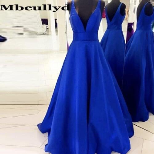 Mbcullyd Royal Blue Evening Dresses Long 2020 Luxury Satin Formal Prom Party Gowns For Women Vestidos de fiesta largos elegantes