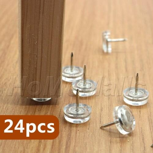 24pcs Furniture Leg Nail Pads Cabinet Bottom Pad Chair Feet Floor Protectors Non-slip Furniture Feet Nails Table Leg Covers