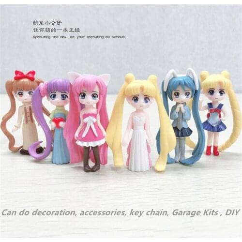 Cute Anime Girl Garden Decor Figurines Miniature Resin Crafts Ornament Home Cake Decorations Gnomes Moss Terrariums Kids Gift