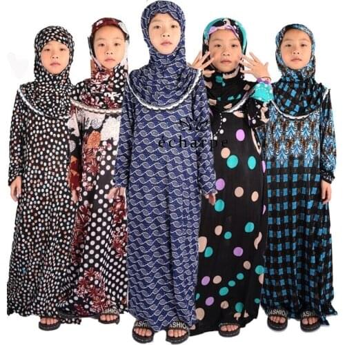 Islamic Clothing Girls Abaya for Children Child Hijab Muslim Prayer Dress for Kids Kaftans Ropa Arabe Mujer Ramadan Robe Dubai