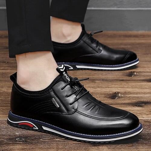 New High Quality Genuine Leather Mens Casual Shoes Flats Formal Dress Shoes Non-Slip Slip Mens Loafers Fashion Mens Sneakers