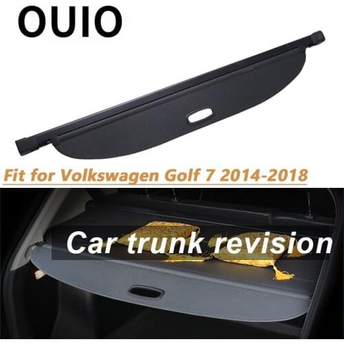 OUIO 1Set Car Rear Trunk Cargo Cover For VW Golf 7 2014 2015 2016 2017 2018 Car-styling Black Security Shield Shade Accessories