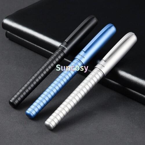 Fountain Pen Taccia Pinnacle Gunmetal Black, Aluminum, 14k Bicolor, Business Office Writing Calligraphy Gift Boxed