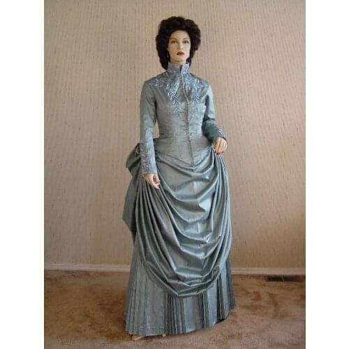 Cosplaydiy Victorian Day Dress Green dress from Bram Stokers Dracula Medieval costume