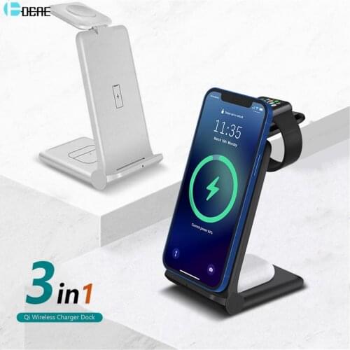 QI 15W Fast Charge 3 In 1 Wireless Charger Station For Iphone 12 11 XS XR X 8 Charger Stand For Apple Watch 6 5 4 3 Airpods pro