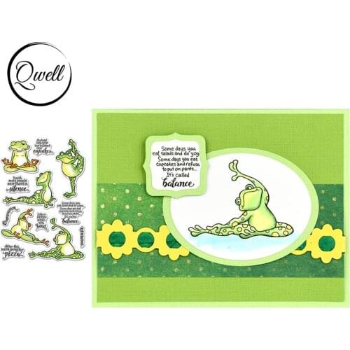 QWELL 4*6inch Clear Silicone Stamps Funny Frog Doing Yoga Keep Balance Craft Album Paper Cards DIY Scrapbooking 2020 New