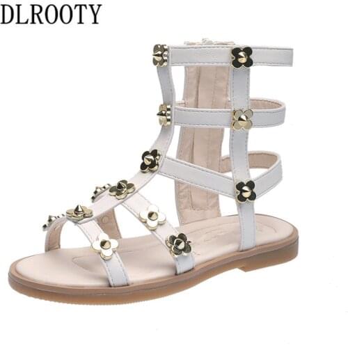 Summer Children Sandals Shoes Girls Sequined Flower Bling Princess Kids Flat Fashion Beach Gladiator Toddler Baby Breathable