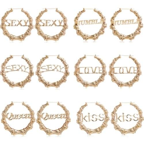 Earrings for women Geometry Unusual piercings retro Circle Hanging Accessories bridesmaid gift letter Hoop big earrings boho