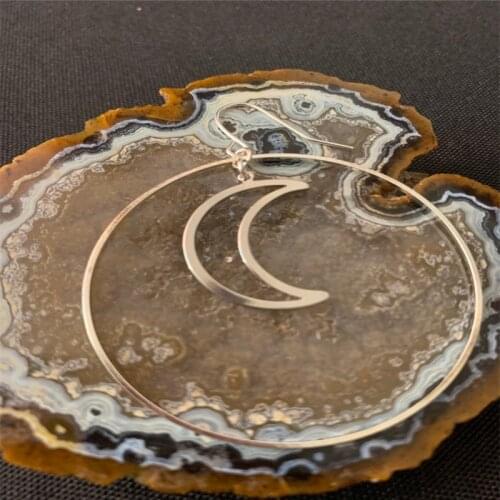 Crescent Moon Hoop Earrings | White Gold Hoop Earrings